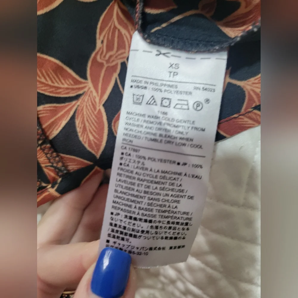 Banana Republic Navy Rust Botanical Floral Blouse Lightweight XS - Picture 5 of 5